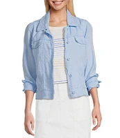 Tommy Bahama Two Palm Raw Edge Point Collar Long Sleeve Button Front Jacket