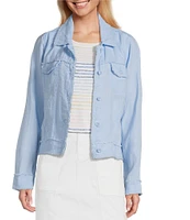 Tommy Bahama Two Palm Raw Edge Point Collar Long Sleeve Button Front Jacket