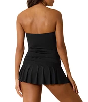 Tommy Bahama Underwire Tummy Control Peplum Skirt Bandeau One Piece Swim Dress