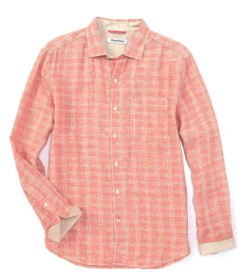 Tommy Bahama Ventana Plaid Linen Dobby Long Sleeve Shirt