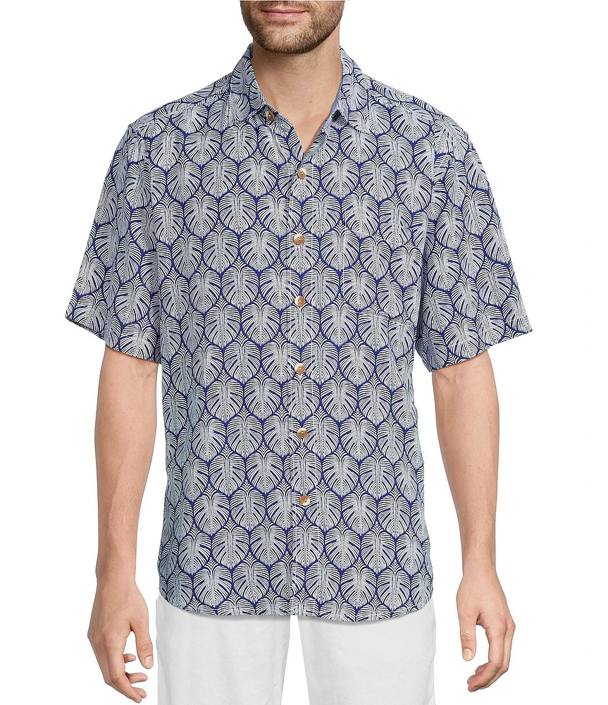 Tommy Bahama Veracrus Cay Monstera Tiles Short Sleeve Woven Shirt