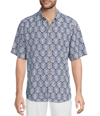 Tommy Bahama Veracrus Cay Monstera Tiles Short Sleeve Woven Shirt