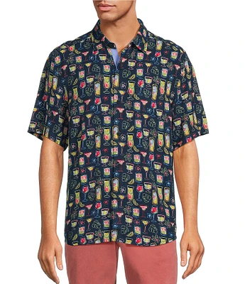 Tommy Bahama Veracruz Cay Electric Cocktails Short Sleeve Woven Shirt