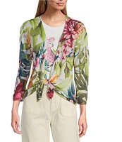 Tommy Bahama Verde Bloom Addison Lightweight Linen Blend V-Neck Wrap Cardigan