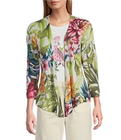 Tommy Bahama Verde Bloom Addison Lightweight Linen Blend V-Neck Wrap Cardigan