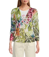 Tommy Bahama Verde Bloom Addison Lightweight Linen Blend V-Neck Wrap Cardigan