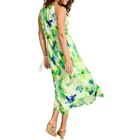 Tommy Bahama Voyage Views Printed Tencel Halter Neck Sleeveless A-Line Maxi Dress