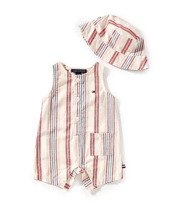 Tommy Hilfiger Baby Boys Newborn-6 Months Sleeveless Striped Woven Shortall