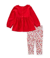 Tommy Hilfiger Baby Girls 12-24 Months Corduroy Long Sleeve Peasant Tunic & Floral Printed Leggings Set