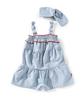Tommy Hilfiger Baby Girls Newborn-24 Months Sleeveless Rouched Denim Romper