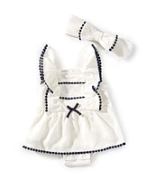 Tommy Hilfiger Baby Girls Newborn-6 Months Sleeveless Trimmed Skirted Bodysuit