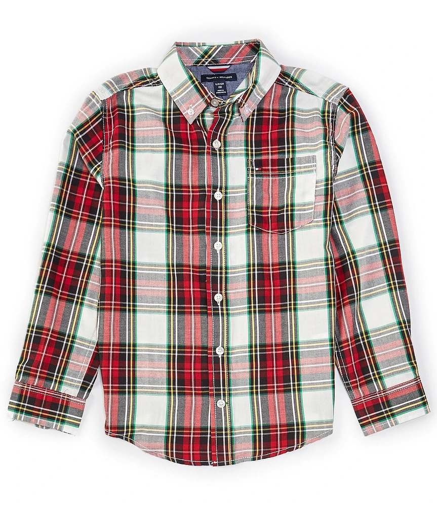 Tommy Hilfiger Big Boys 8-20 Long Sleeve Holiday Plaid Woven Shirt