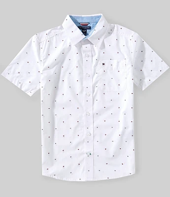 Tommy Hilfiger Big Boys 8-20 Short-Sleeve Flag Printed Woven Shirt