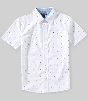 Tommy Hilfiger Big Boys 8-20 Short-Sleeve Flag Printed Woven Shirt