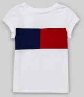 Tommy Hilfiger Big Girls 7-16 Short-Sleeve Pieced Flag Round Neck T-Shirt