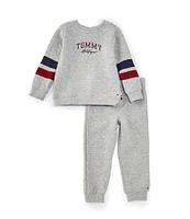 Tommy Hilfiger Little Boys 2T-4T Long Sleeve Logo Quilted Fleece Sweatshirt & Matching Jogger Pant Set