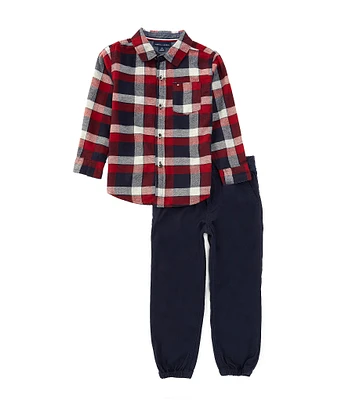 Tommy Hilfiger Little Boys 2T-4T Long-Sleeve Plaid Woven Shirt & Prewashed Corduroy Jogger Pants