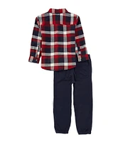 Tommy Hilfiger Little Boys 2T-4T Long-Sleeve Plaid Woven Shirt & Prewashed Corduroy Jogger Pants