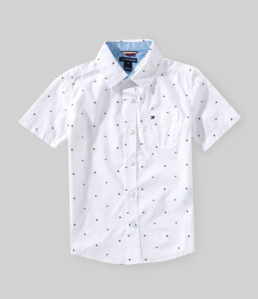 Tommy Hilfiger Little Boys 2T-7 Short-Sleeve Flag Printed Woven Shirt