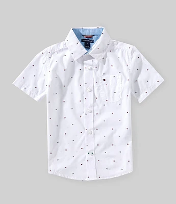 Tommy Hilfiger Little Boys 2T-7 Short-Sleeve Flag Printed Woven Shirt