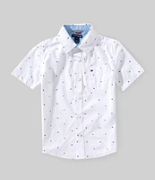Tommy Hilfiger Little Boys 2T-7 Short-Sleeve Flag Printed Woven Shirt