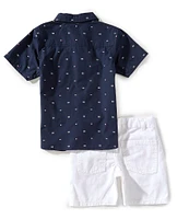 Tommy Hilfiger Little Boys 2T-7 Short-Sleeve Printed Woven Shirt & Denim Shorts Set