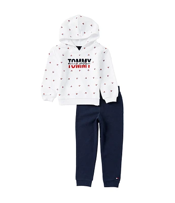 Tommy Hilfiger Little Girls 2T-6X Dotted Oversized Hoodie & Jogger Pants 2-Piece Set