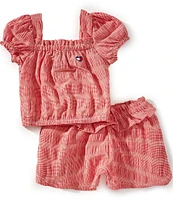 Tommy Hilfiger Little Girls 2T-6X Short-Sleeve Gingham Printed Top & Matching Shorts 2-Piece Set