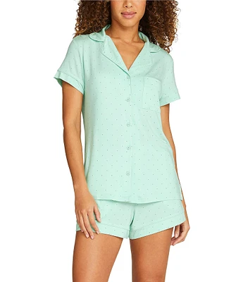 Tommy John Short Sleeve Notch Collar Shorty Tri-Blend Dotted Pajama Set