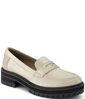 TOMS Cara Metallic Suede Lug Sole Penny Loafers