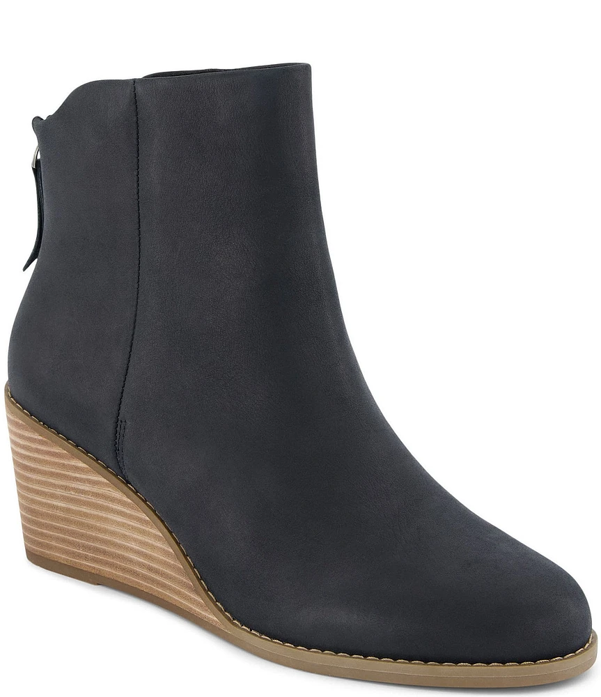 TOMS Casey Leather Wedge Booties