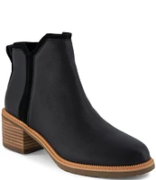 TOMS Hailey Water Resistant Leather Block Heel Booties