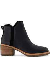 TOMS Hailey Water Resistant Leather Block Heel Booties