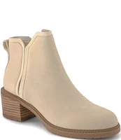 TOMS Hailey Water Resistant Nubuck Suede Block Heel Booties