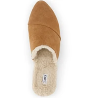 TOMS Jade Suede Faux Fur Lined Mini Wedge Mule Slippers