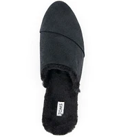 TOMS Jade Suede Faux Fur Lined Mini Wedge Mule Slippers