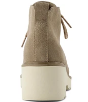 TOMS Maude Lace Up Suede Wedge Ankle Booties