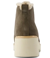 TOMS Maude Lace Up Suede Faux Fur Wedge Ankle Booties