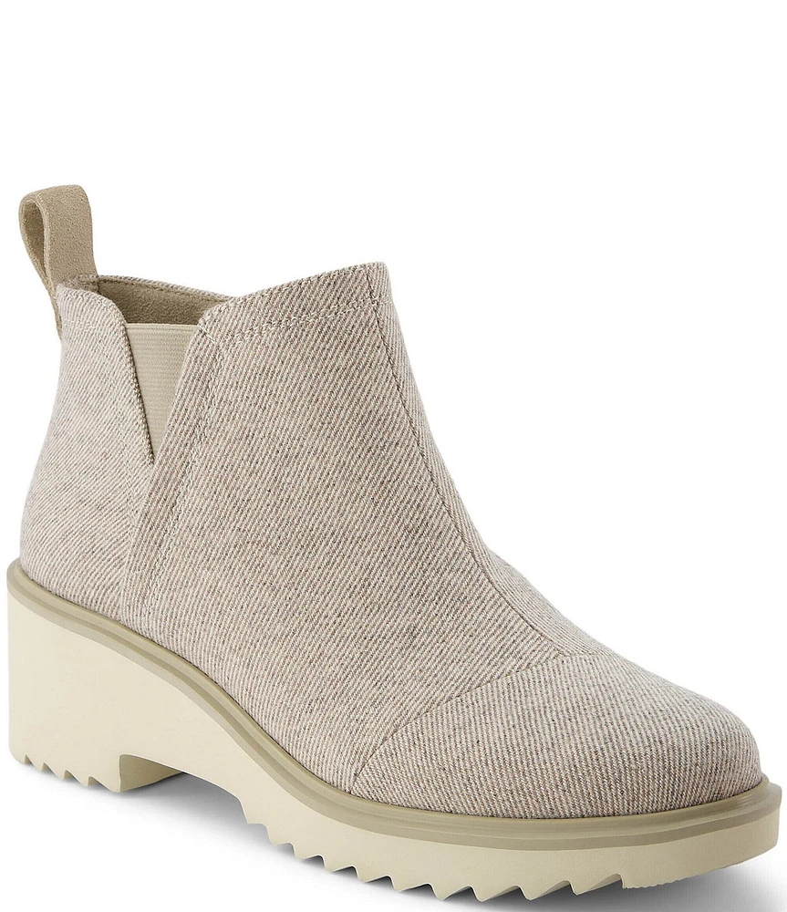 TOMS Maude Shimmer Twill Wedge Ankle Booties