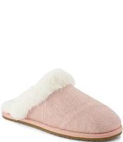 TOMS Valerie Sparkle Knit Faux Fur Trim Plush Mule House Slippers