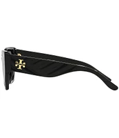 Tory Burch Women's 0TY7187U 53mm Solid Black Polarized Cat Eye Sunglasses