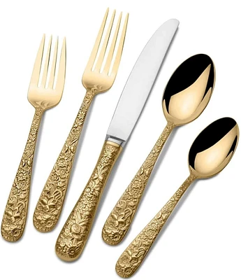 Towle Silversmiths Contessina Gold 20-Piece Stainless Steel Flatware Set, Service for 4