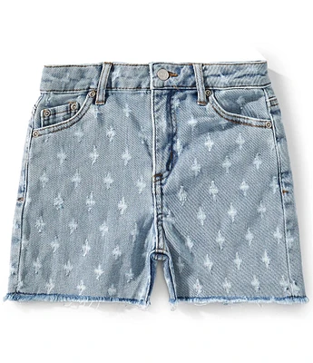 Tractr Big Girls 7-16 Distressed Pattern Frayed Hem Denim Shorts
