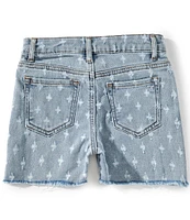 Tractr Big Girls 7-16 Distressed Pattern Frayed Hem Denim Shorts