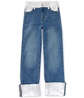 Tractr Big Girls 7-16 High-Rise Foiled-Cuff Jeans