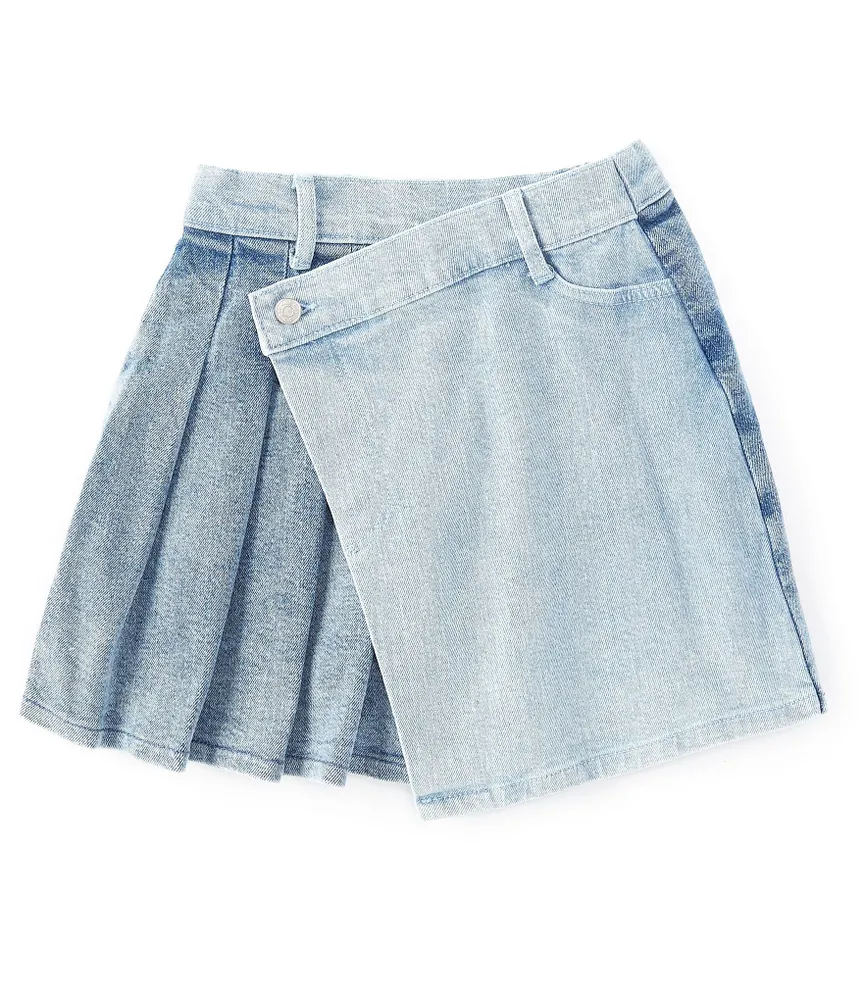 Tractr Big Girls 7-16 Overlap Pleated Denim Skirt