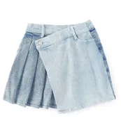 Tractr Big Girls 7-16 Overlap Pleated Denim Skirt