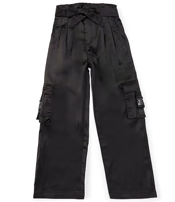 Tractr Big Girls 7-16 Paperbag-Waist Satin Cargo Pants