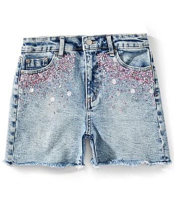 Tractr Big Girls 7-16 Pink Bling Frayed Shorts