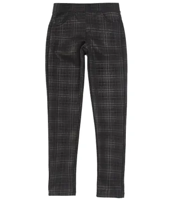 Tractr Big Girls 7-16 Plaid Coated Straight Leg Pant